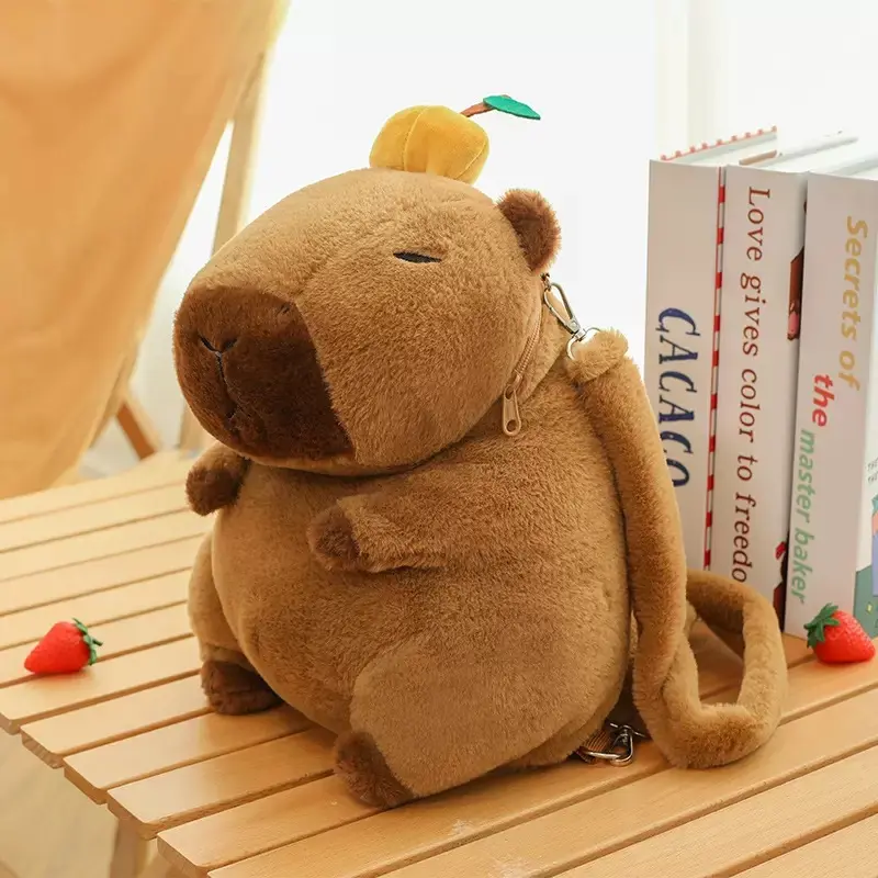 Kawaii Fashion Plushie Doll Fur Bag Capybara Plush Backpack Children's Bag Shoulder Bag Mini Knapsack Bags Gifts For Girlfriend