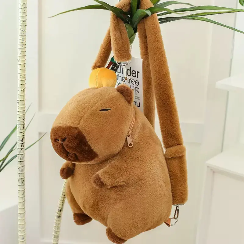 Kawaii Fashion Plushie Doll Fur Bag Capybara Plush Backpack Children's Bag Shoulder Bag Mini Knapsack Bags Gifts For Girlfriend