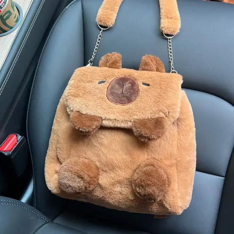 Kawaii Fashion Plushie Doll Fur Bag Capybara Plush Backpack Children's Bag Shoulder Bag Mini Knapsack Bags Gifts For Girlfriend