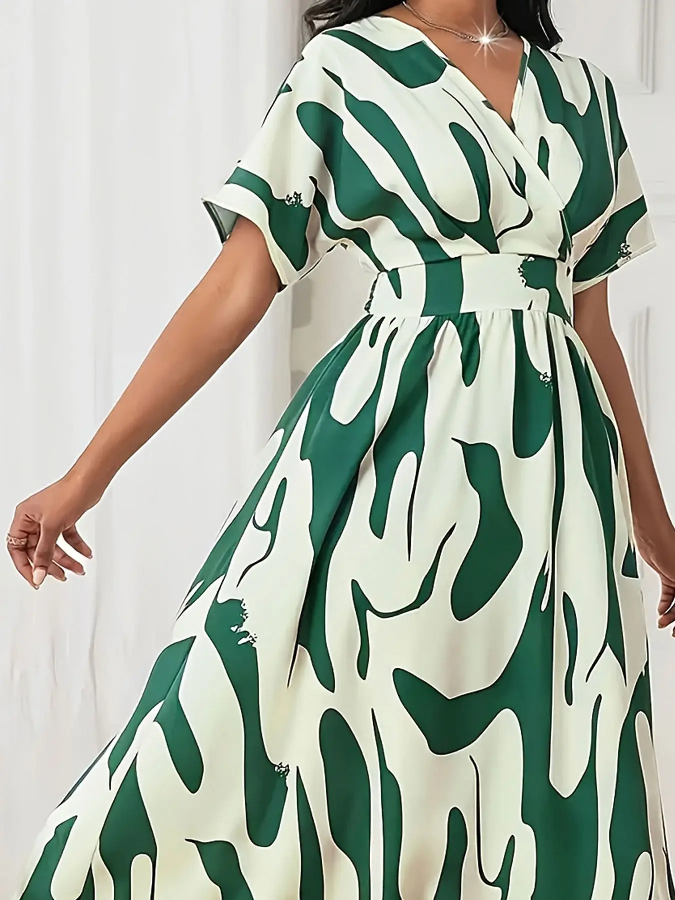 Women Plus Size Woven Spring/Summer Dress