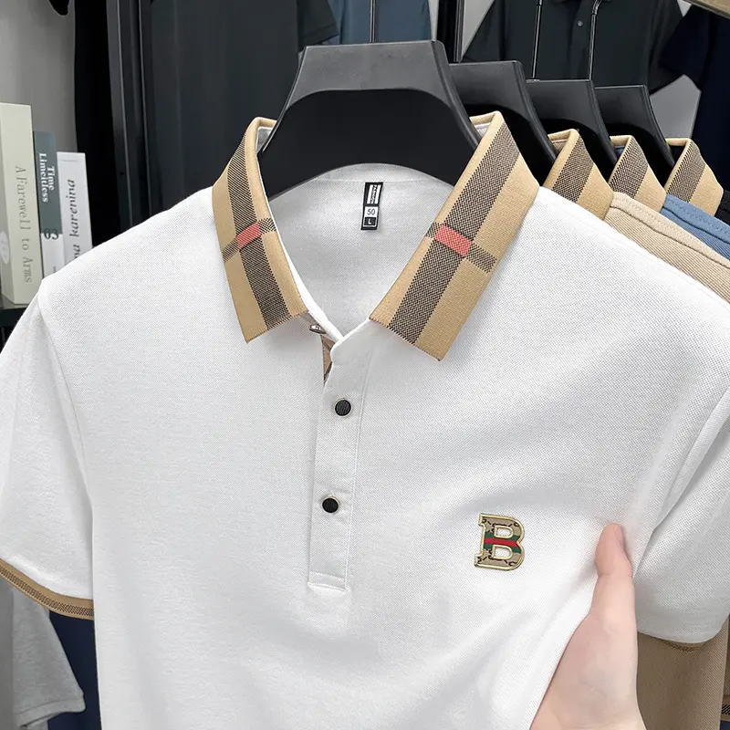 Summer men's golf fashion 2025 short sleeved polo shirt high-end design exquisite ice silk embroidery breathable T-shirt