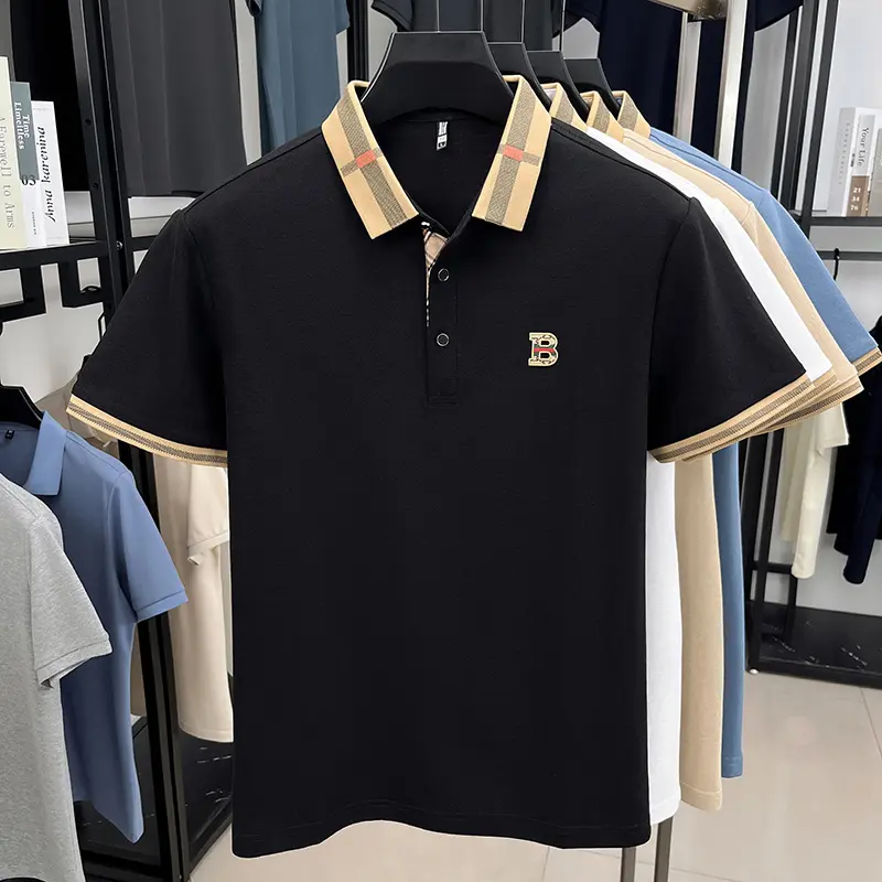 Summer men's golf fashion 2025 short sleeved polo shirt high-end design exquisite ice silk embroidery breathable T-shirt