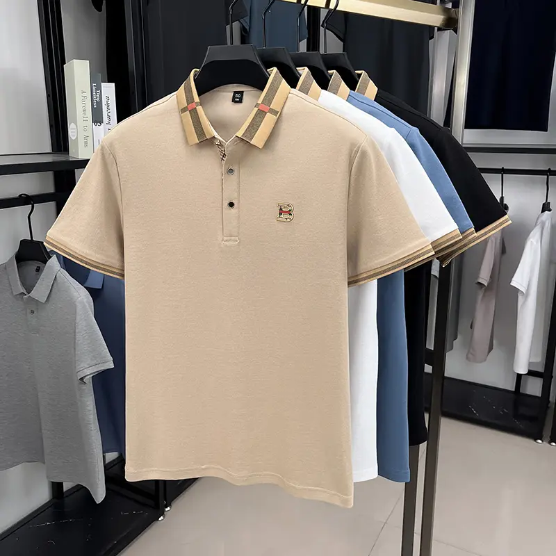 Summer men's golf fashion 2025 short sleeved polo shirt high-end design exquisite ice silk embroidery breathable T-shirt