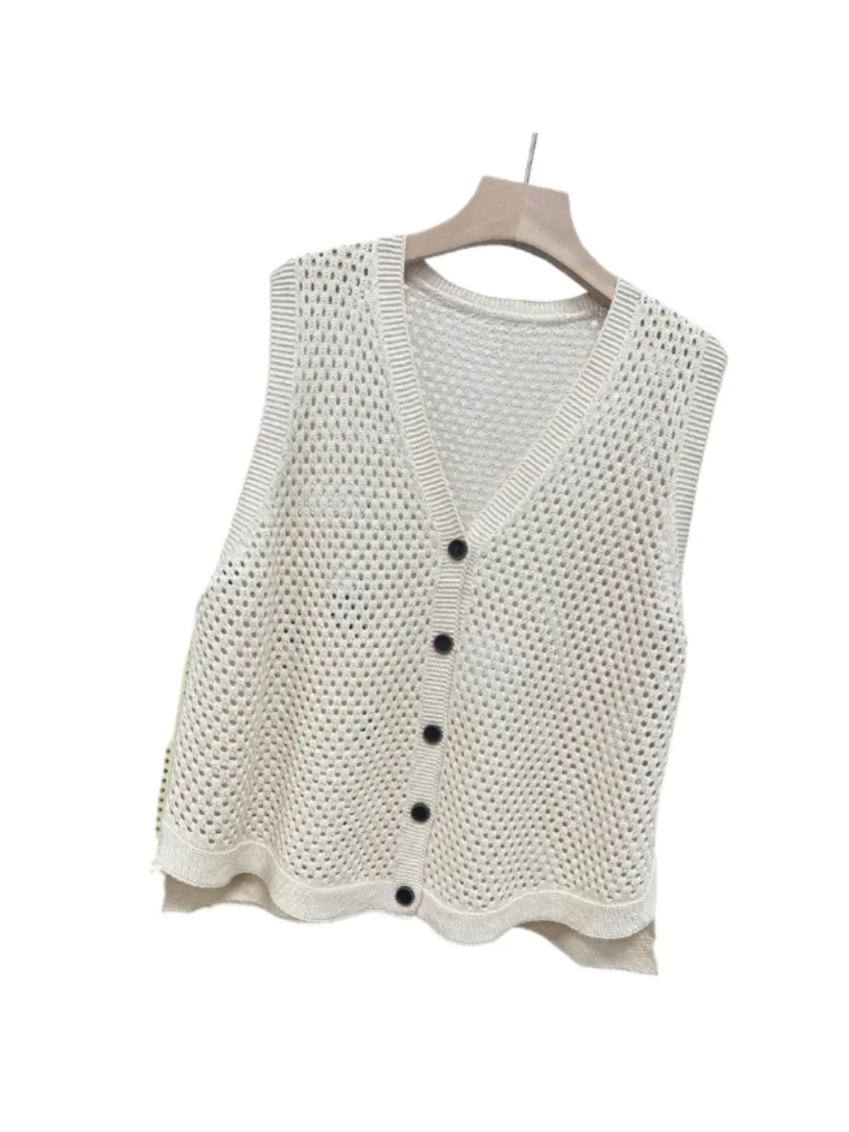 Loose Knitted Cotton Sweater Vest Women's Spring Autumn New Sle V-ne Open Cardigan Bal Breathable Casual Wear