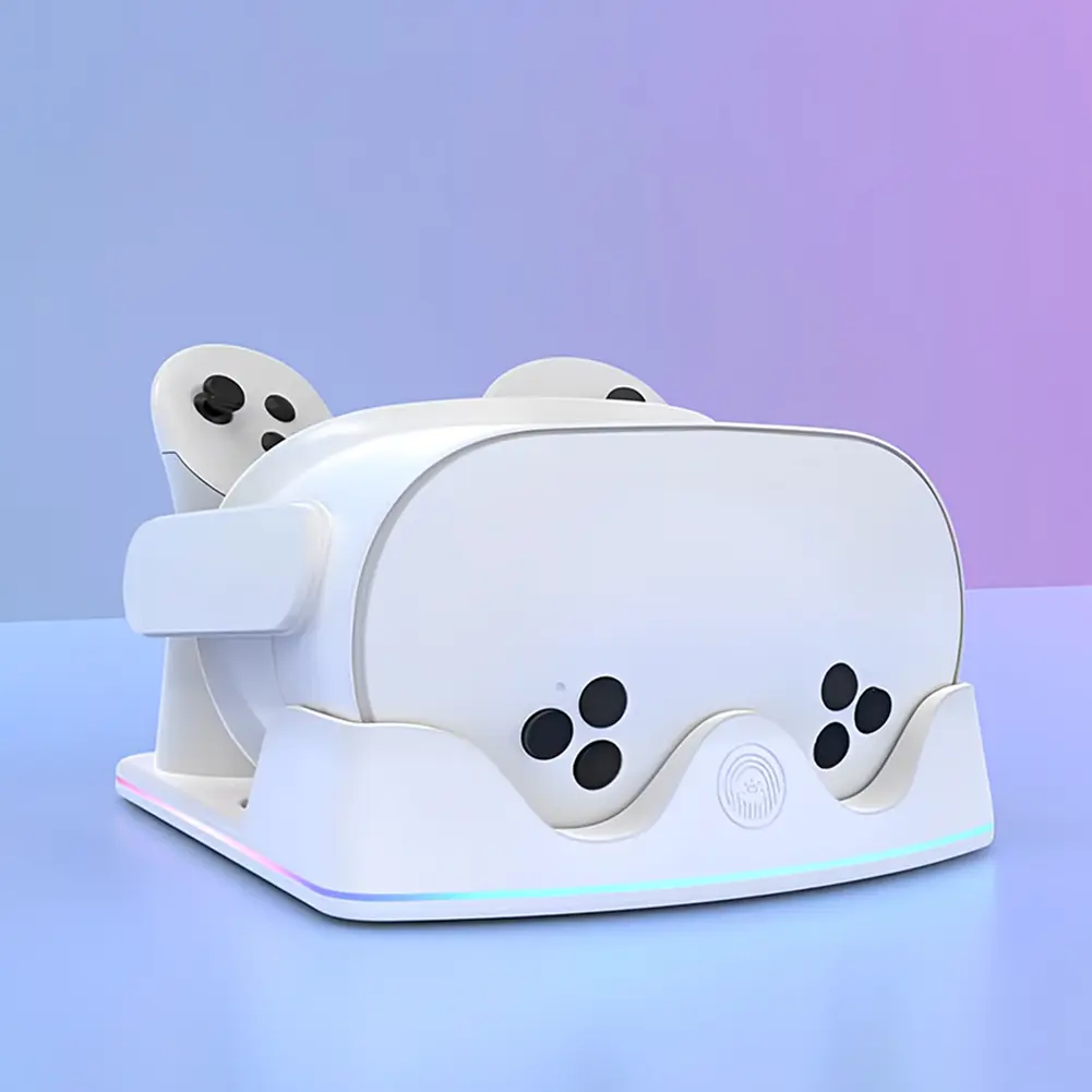 Charging Dock for Meta Quest 3S VR Headest Fast Charging Station W/ RGB Light Charging Stand for Meta Quest 3S/Quest 3/Quest 2