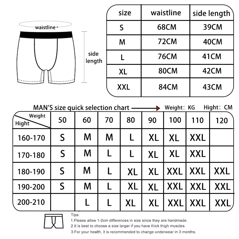 Men's Anti-Chafing Boxer Briefs S-XXL Quick-Dry Underwear, Soft Breathable Elastic Waistband Boxers
