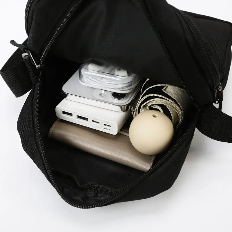 Simple Men's Casual Shoulder Bag Oxford Cloth Crossbody Small Square Bag Vertical Minimalist Unisex Small Storage Sling Bag