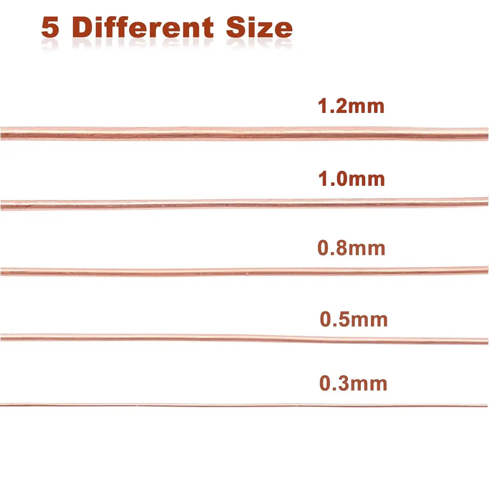 10M T2 Pure Copper Wire Round Coil Conductive Bare Copper Cable Wires for Electric Wire DIY Craft 0.3/0.5/0.8/1/1.2mm