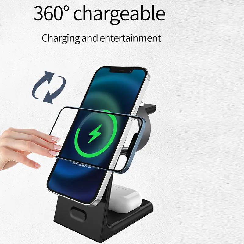 200W 3 In 1 Magnetic Wireless Charger Stand Phone Fast Charging Station For Magsafe iPhone 16 15 14 13 Apple Watch AirPods Pro