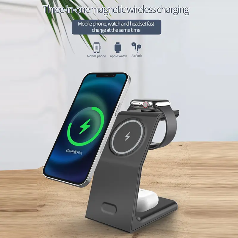 200W 3 In 1 Magnetic Wireless Charger Stand Phone Fast Charging Station For Magsafe iPhone 16 15 14 13 Apple Watch AirPods Pro