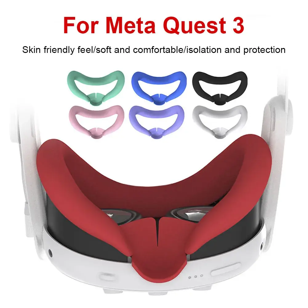 Silicone VR Face Cover for Meta Quest 3 Silicone Eye Mask Sweatproof Mask Face Cushion Replacement for VR Glasses Accessories