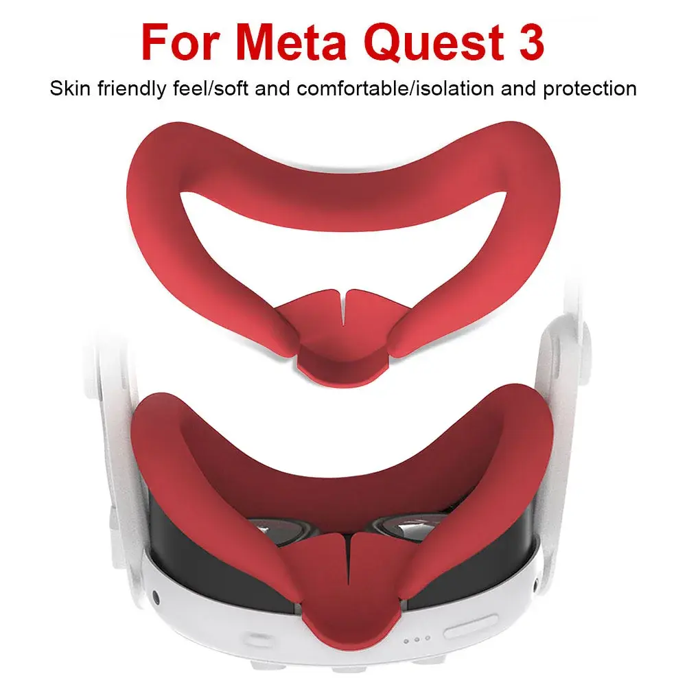 Silicone VR Face Cover for Meta Quest 3 Silicone Eye Mask Sweatproof Mask Face Cushion Replacement for VR Glasses Accessories