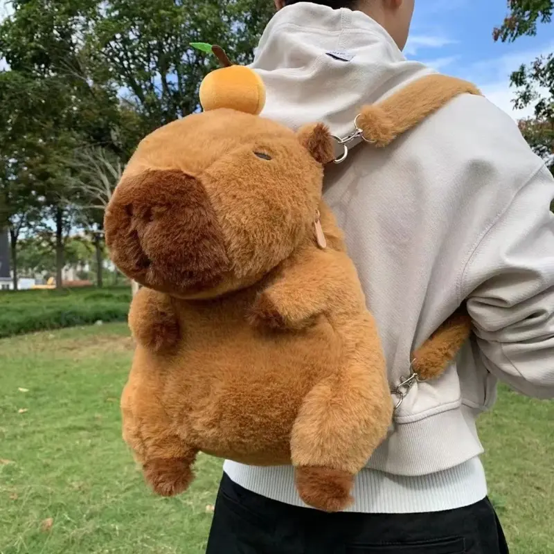 Capibara Backpack Capybara Plush Doll Kawaii Fashion Plushie Children's Schoolbag Fur Shoulder Bag Women Mini Knapsack Bags Gift