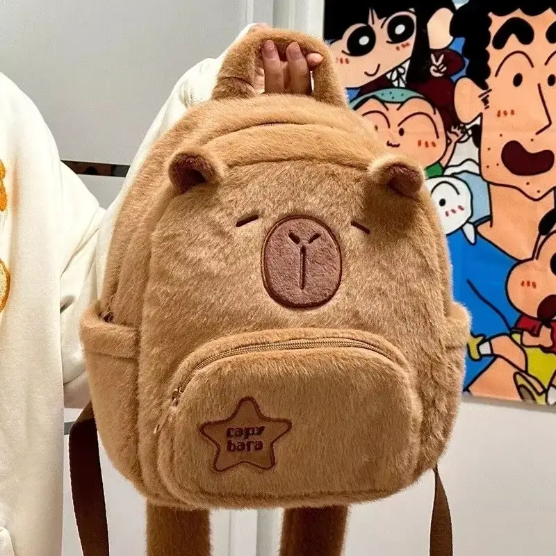 Capibara Backpack Capybara Plush Doll Kawaii Fashion Plushie Children's Schoolbag Fur Shoulder Bag Women Mini Knapsack Bags Gift