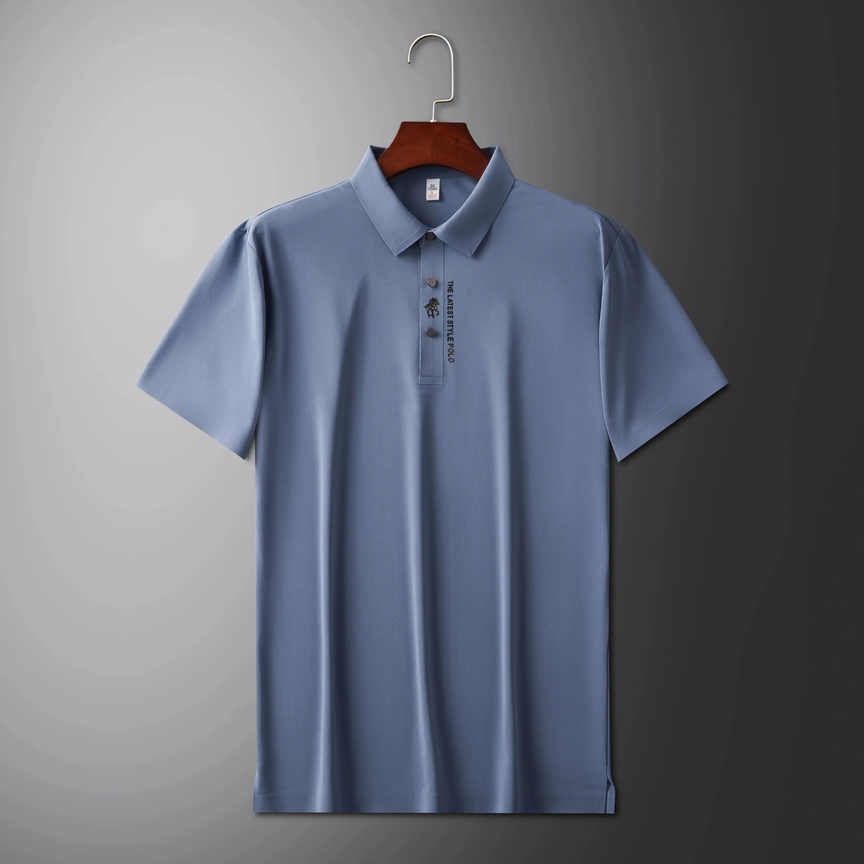 Luxury brand ice silk short sleeve T-shirt men casual top summer fashion embroidery high-end silk cool and breathable POLO shirt