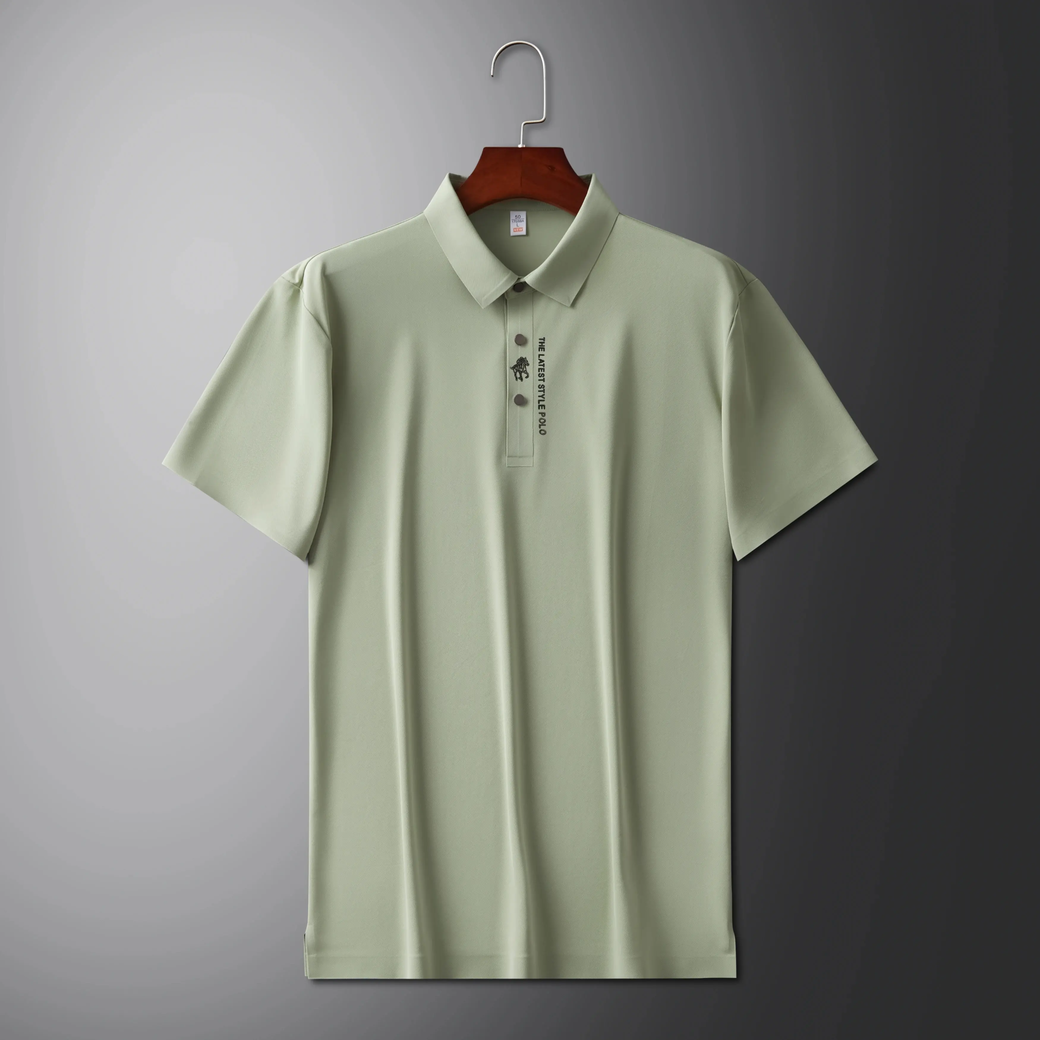 Luxury brand ice silk short sleeve T-shirt men casual top summer fashion embroidery high-end silk cool and breathable POLO shirt