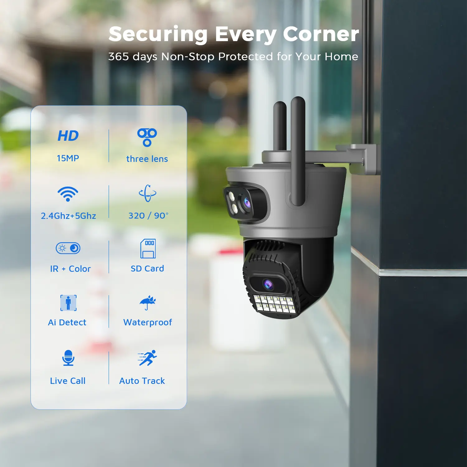 O-Kam pro 15MP Wifi Outdoor Camera Auto Tracking Multi Screens 5X Digital Zoom PTZ Security CCTV Surveillance
