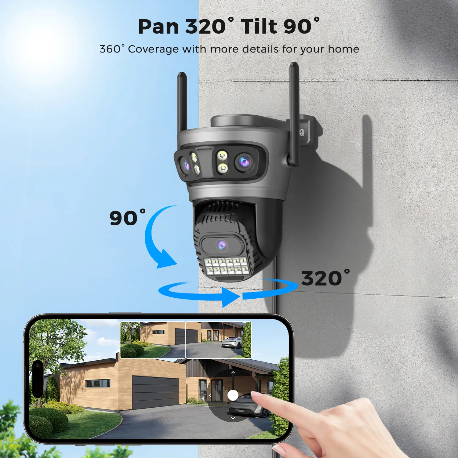 O-Kam pro 15MP Wifi Outdoor Camera Auto Tracking Multi Screens 5X Digital Zoom PTZ Security CCTV Surveillance