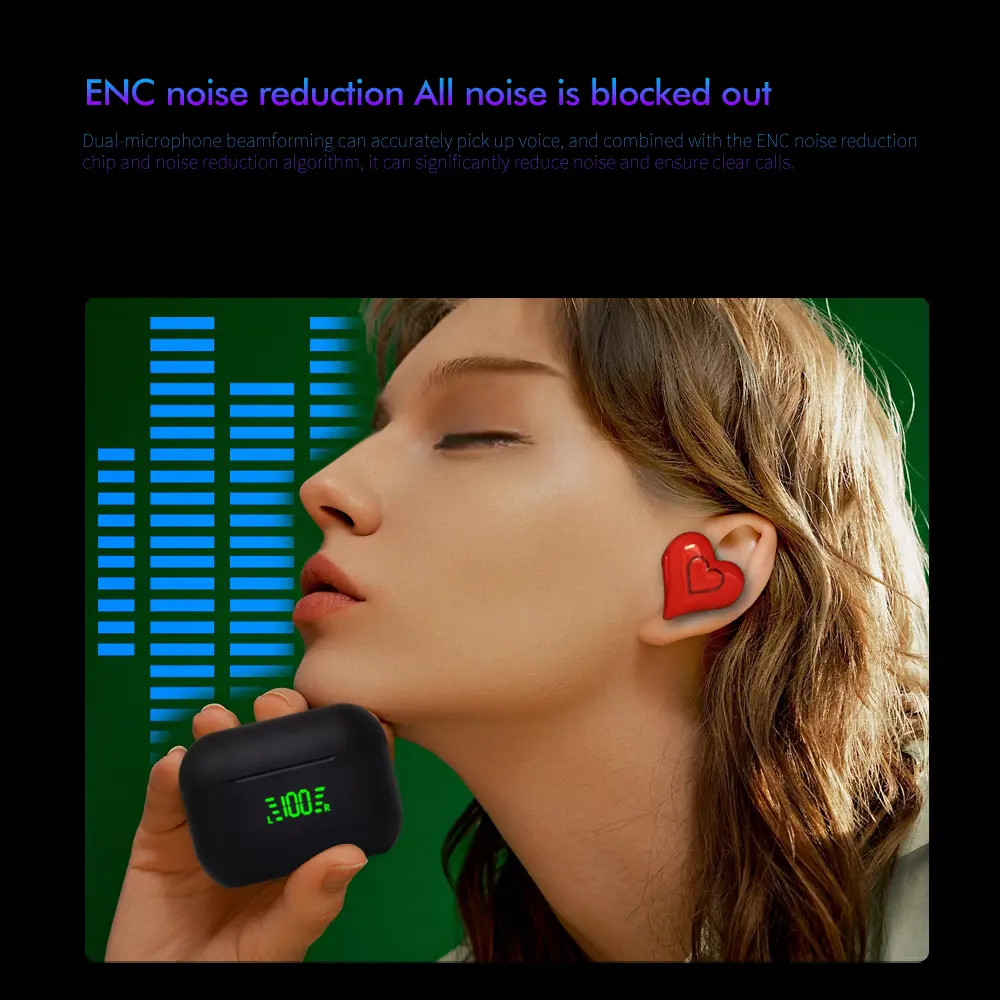 New TWS Wireless Earphones With 5.3 Bluetooth 24 Hours Play Back Sport Earbuds With LED Display Headphones And Built-In Mic