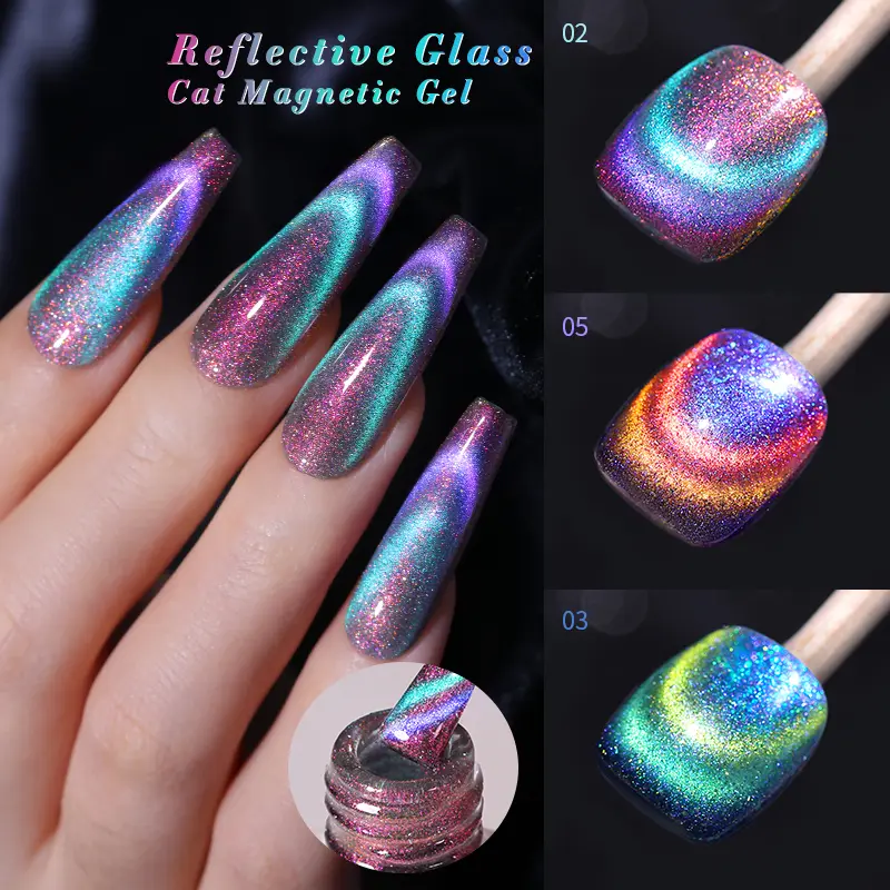BORN PRETTY Double Light 9D Cat Magnetic Gel Nail Polish Set Reflective Sparkling Varnis Semi Permanent for DIY at Home