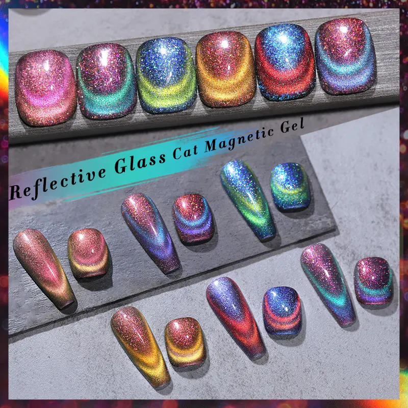 BORN PRETTY Double Light 9D Cat Magnetic Gel Nail Polish Set Reflective Sparkling Varnis Semi Permanent for DIY at Home
