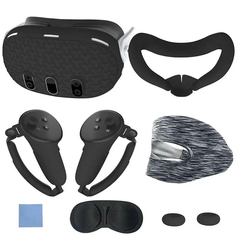 7pcs Accessories Set Controller Grips Face Cover Anti-Scratch VR Protective Cover Face Cover Lens Cover Soft for Meta Quest 3