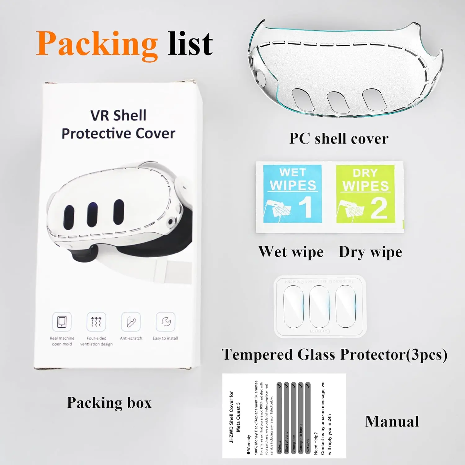 VR Lens Protection Kit for Meta Quest 3 VR Helmet Clear Protective Cover Anti-scratch Film Lens Cover for Quest 3 Accessories