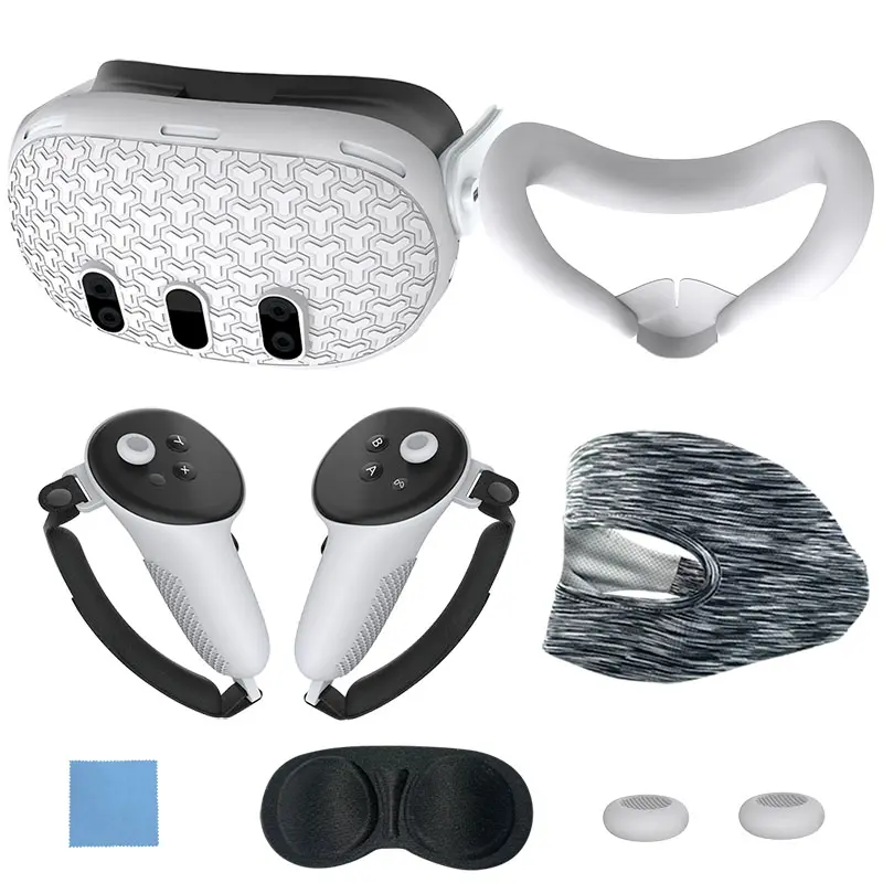 7pcs Accessories Set Controller Grips Face Cover Anti-Scratch VR Protective Cover Face Cover Lens Cover Soft for Meta Quest 3