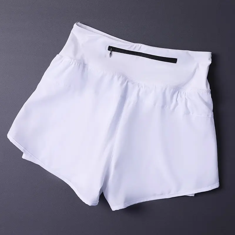 Women's 2 in 1 Shorts with Pockets - Lightweight Breathable Loose Anti-Disclosure Split Side for Yoga Running Gym