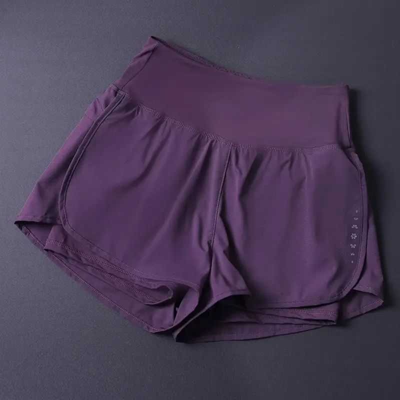 Women's 2 in 1 Shorts with Pockets - Lightweight Breathable Loose Anti-Disclosure Split Side for Yoga Running Gym
