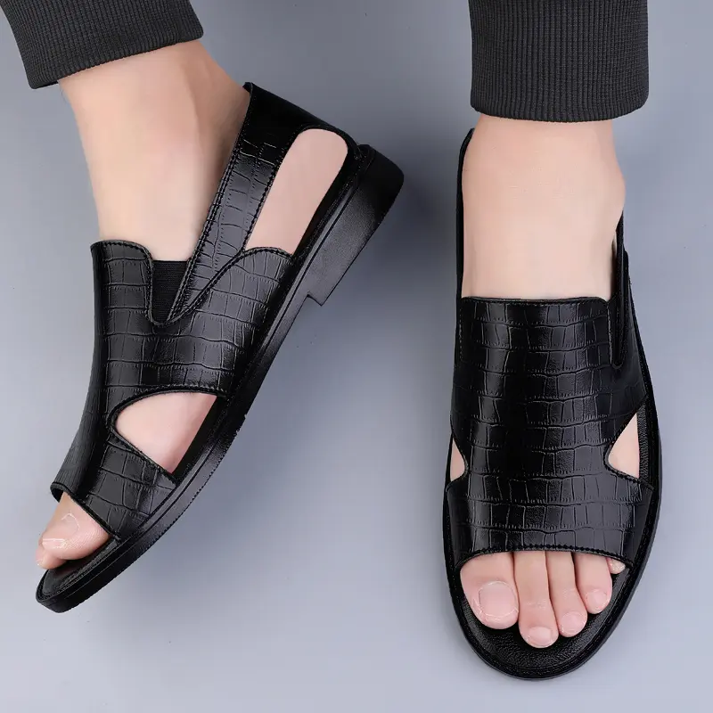 New In Sandals for Men Genuine Leather Fashion Casual Platform Outdoor Breathable Men's Beach Sports Flats Sandals Spring Summer