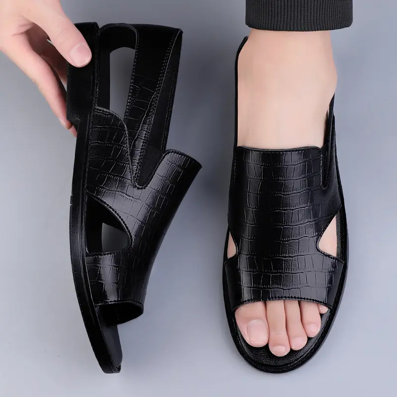 New In Sandals for Men Genuine Leather Fashion Casual Platform Outdoor Breathable Men's Beach Sports Flats Sandals Spring Summer