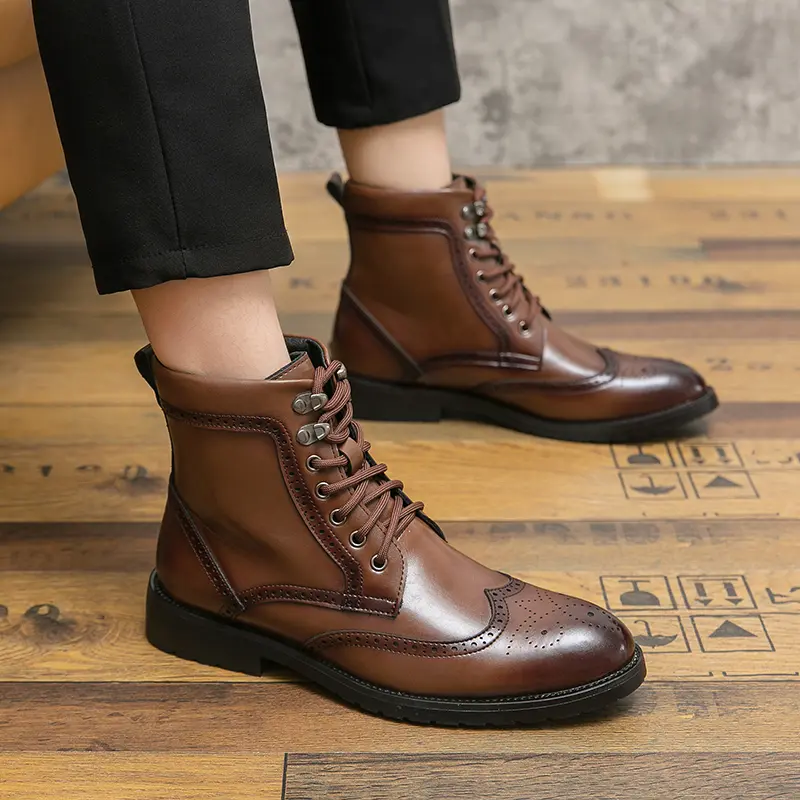 Mens Brown Black Chelsea Handmade Designer British Ankle Formal Dress Boots Motorcycle Men Business Shoes Boots Free Shipping
