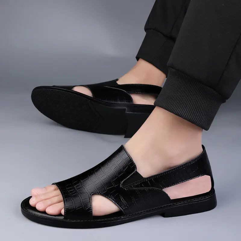 New In Sandals for Men Genuine Leather Fashion Casual Platform Outdoor Breathable Men's Beach Sports Flats Sandals Spring Summer