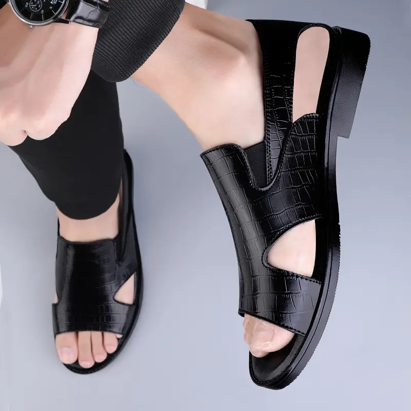 New In Sandals for Men Genuine Leather Fashion Casual Platform Outdoor Breathable Men's Beach Sports Flats Sandals Spring Summer