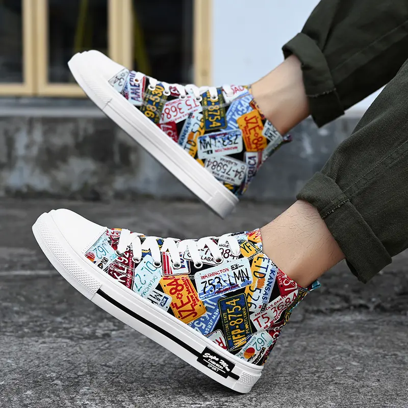 High Top Men's 2023 Printed Black Canvas Shoes Sll Vulcanize Shoes Women Stars Casual Skateboarding Shoes Classic Brand Sneakers