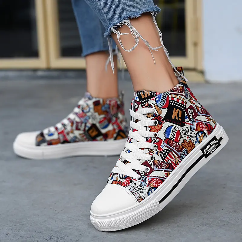 High Top Men's 2023 Printed Black Canvas Shoes Sll Vulcanize Shoes Women Stars Casual Skateboarding Shoes Classic Brand Sneakers