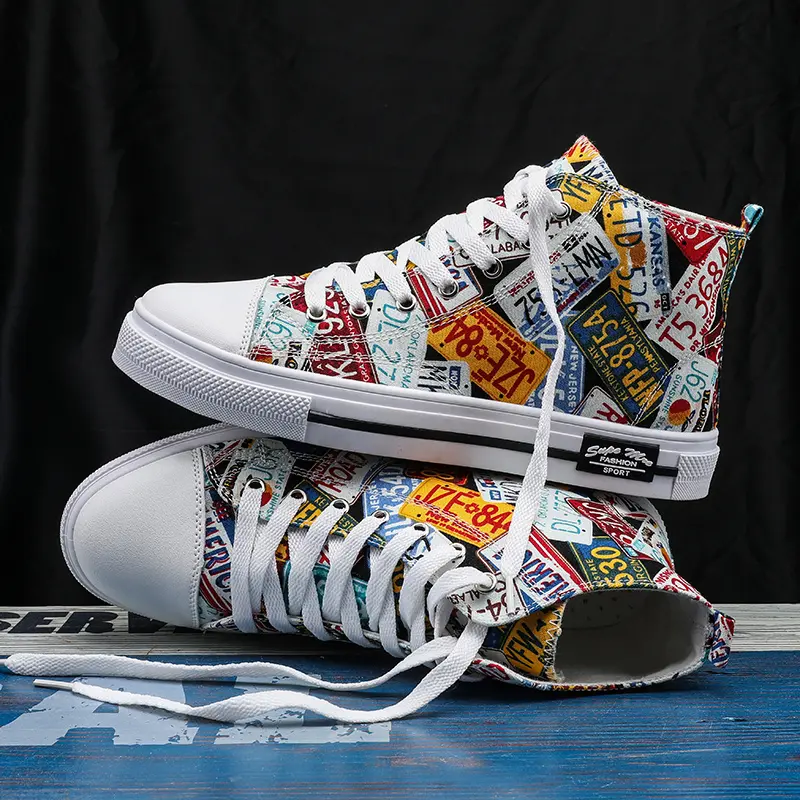 High Top Men's 2023 Printed Black Canvas Shoes Sll Vulcanize Shoes Women Stars Casual Skateboarding Shoes Classic Brand Sneakers