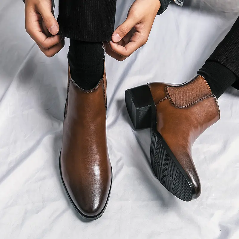 Genuine Leather Spring Designer Luxury Brand Dress Office Shoes for Men Chelsea Casual Boots Retro Couple Ankle Boot Footwear