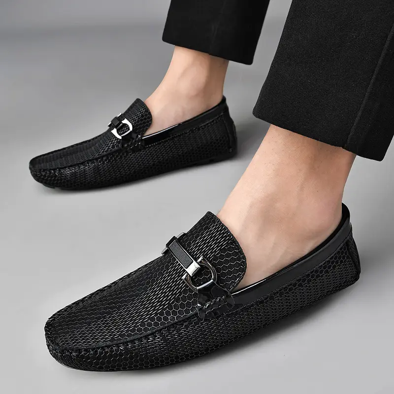 LUXURY BRAND MEN GENUINE LEATHER SHOES DESIGNER DRIVING MOCCASINS LOAFERS DRESS SHOES SLIP ON WEDDING OFFICE CASUAL SHOE FOR MAN