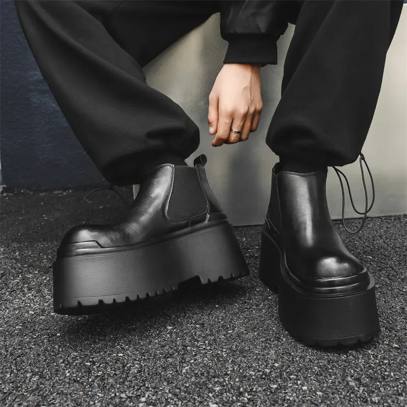 men luxury fashion punk hip hop dress chelsea boots flats platform shoes cowboy original leather boot cool autumn winter botas