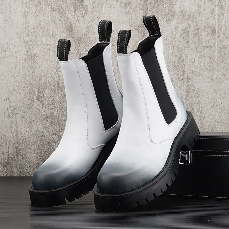 men fashion high top motorcycle boots lace-up natural leather shoes platform long knight boot spring autumn riding botas hombre
