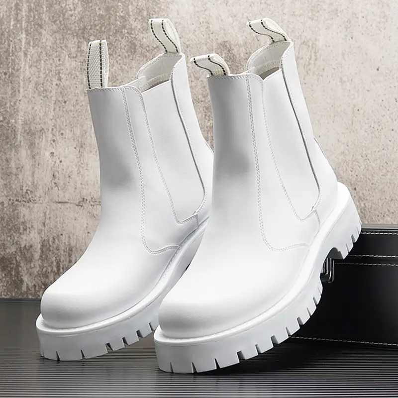 men fashion high top motorcycle boots lace-up natural leather shoes platform long knight boot spring autumn riding botas hombre