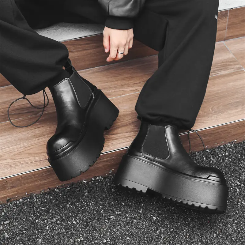 men luxury fashion punk hip hop dress chelsea boots flats platform shoes cowboy original leather boot cool autumn winter botas