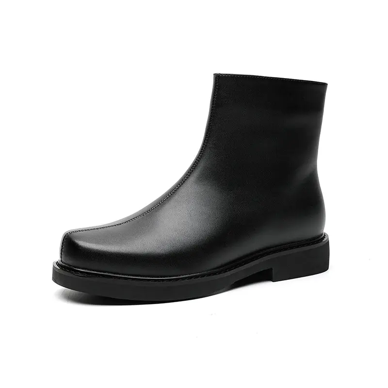 British style mens fashion chelsea boots brand designer square toe shoes cowboy original leather boot handsome ankle botas mans