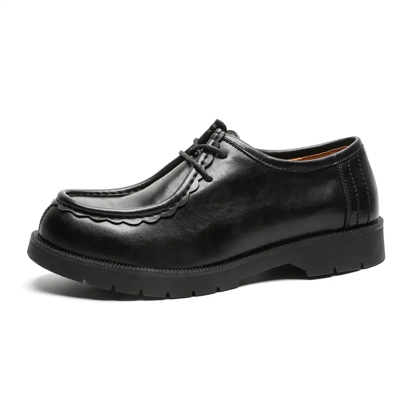 men fashion business wedding dress shoes lace-up original leather shoe black stylish platform sneakers breathable footwear mans