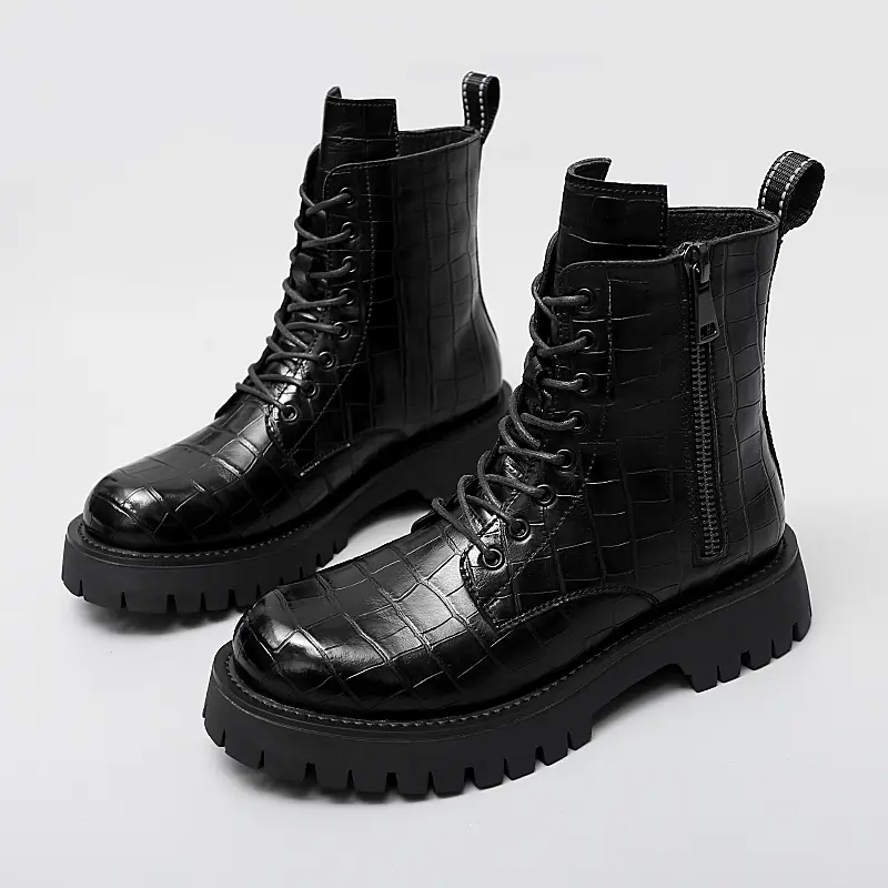 brand designer men's fashion party banquet wear autumn winter boots tide platform shoes cowboy ankle boot original leather botas