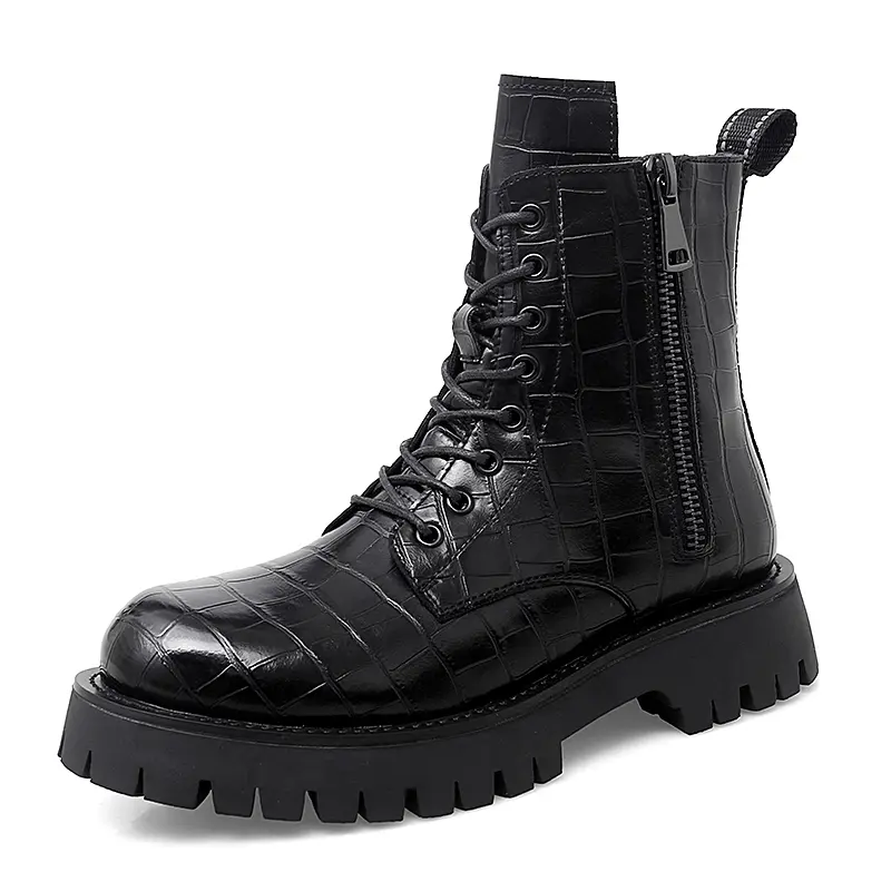 brand designer men's fashion party banquet wear autumn winter boots tide platform shoes cowboy ankle boot original leather botas
