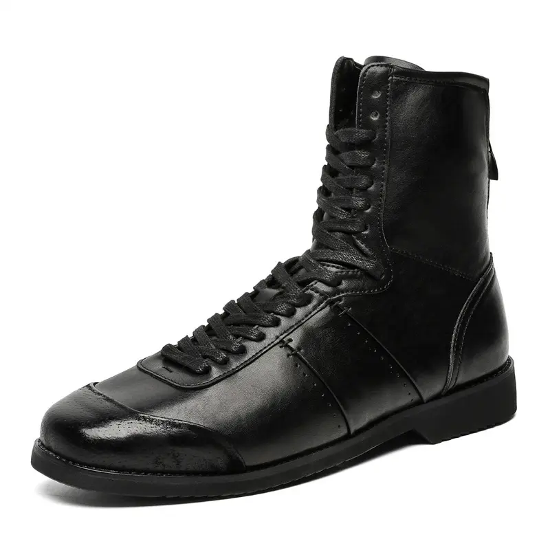 mens fashion original leather boots lace-up black white shoes cosplay stage cowboy high boot designer long motorcycle botas male