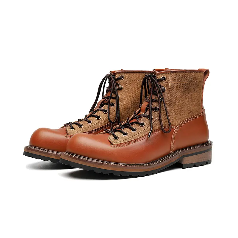 men luxury fashion genuine leather boots brand designer platform shoes outdoors cowboy tooling work boot cool ankle botas hombre
